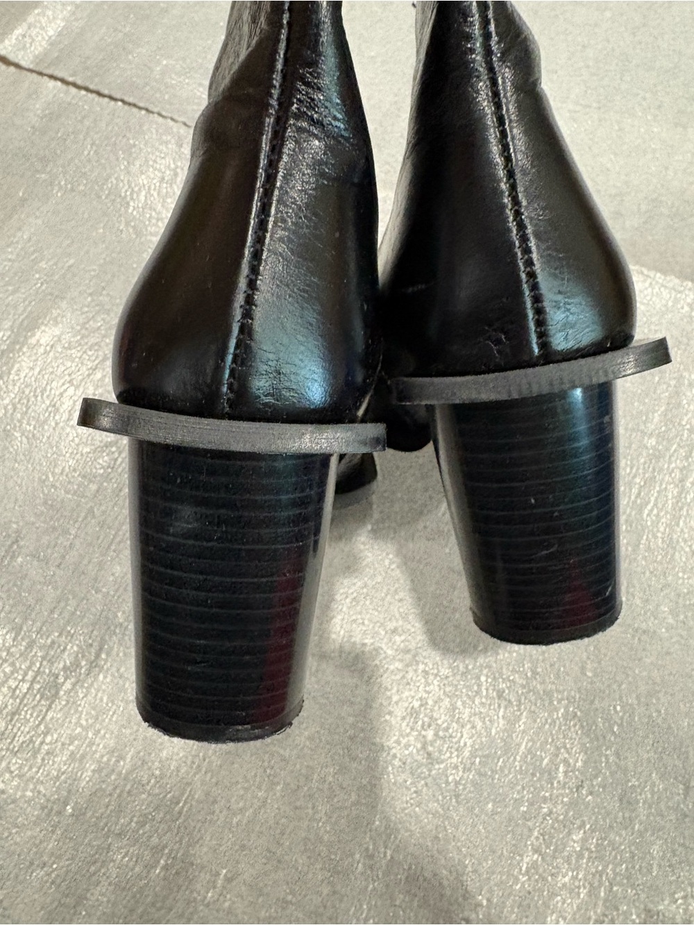 L’Interville Black All Leather Square-Toe Stiletto Ankle Boots Edge out - Picture 4 of 8